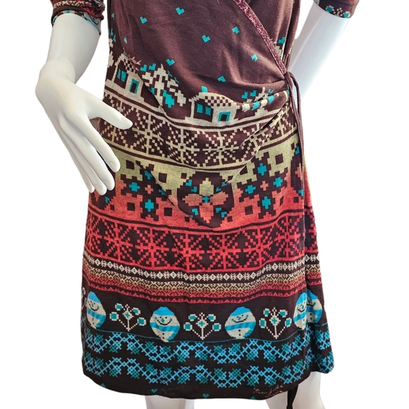 Pam & Arch Faux Wrap Dress In Coffee Brown Size M/L NWT - Picture 4 of 13